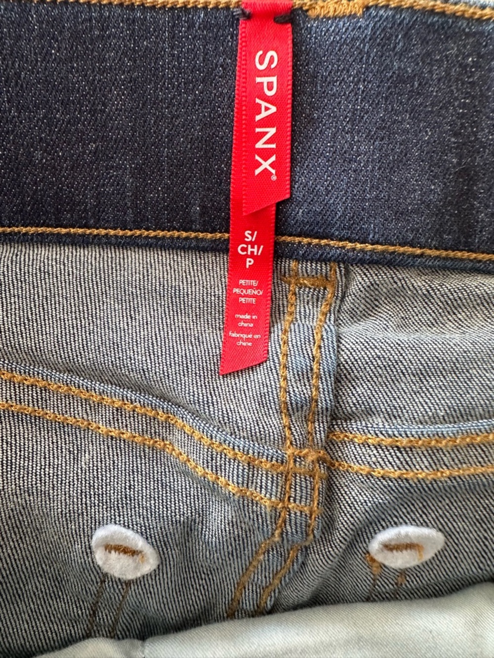 SPANX Shaping Dark Wash Skinny Pull On Stretch Denim Jeans Size Small Classic - Picture 3 of 8